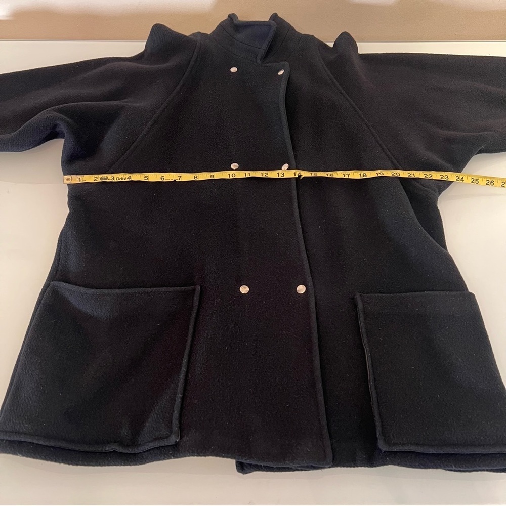 EATON Vintage Coat Double Breasted Ribbed Batwing Black Wool - Picture 9 of 15